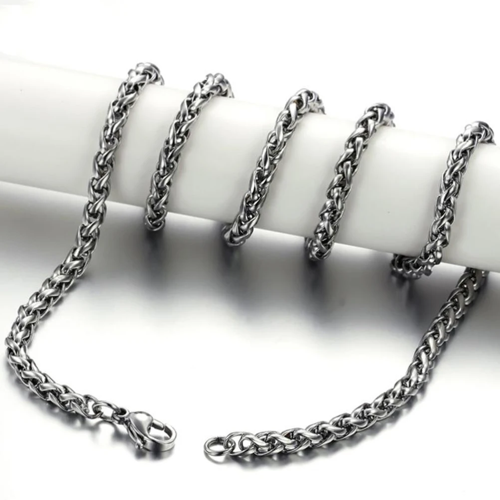 

3mm Men's Titanium Steel Necklace Durable Lightweight Human Design Silver Chain 45cm Cool Chain Jewelry Decoration