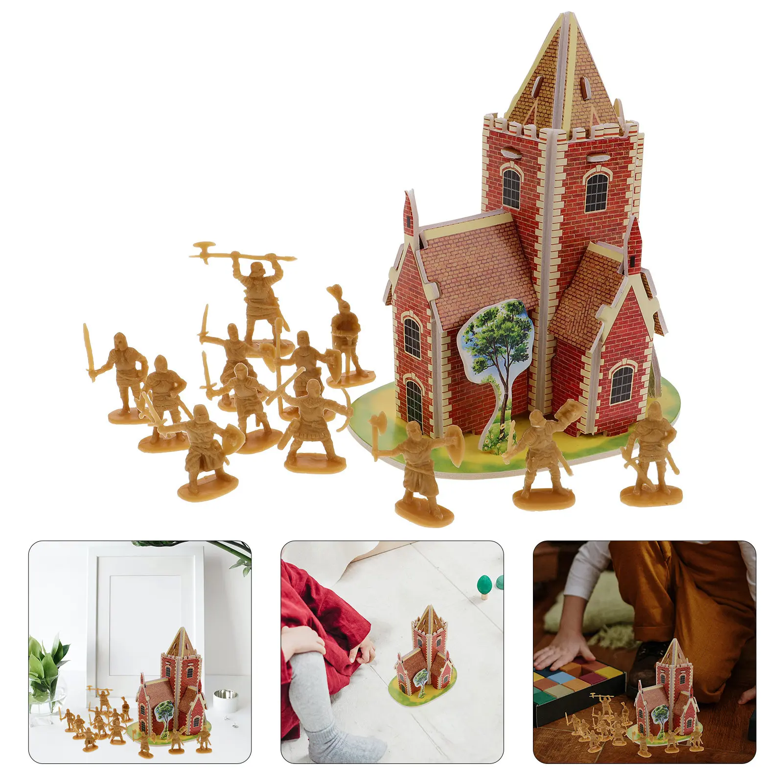100Pcs Knight Soldier Set Middle Ages Medieval for DIY Craft Sand Table War Game Army Men Action Figures