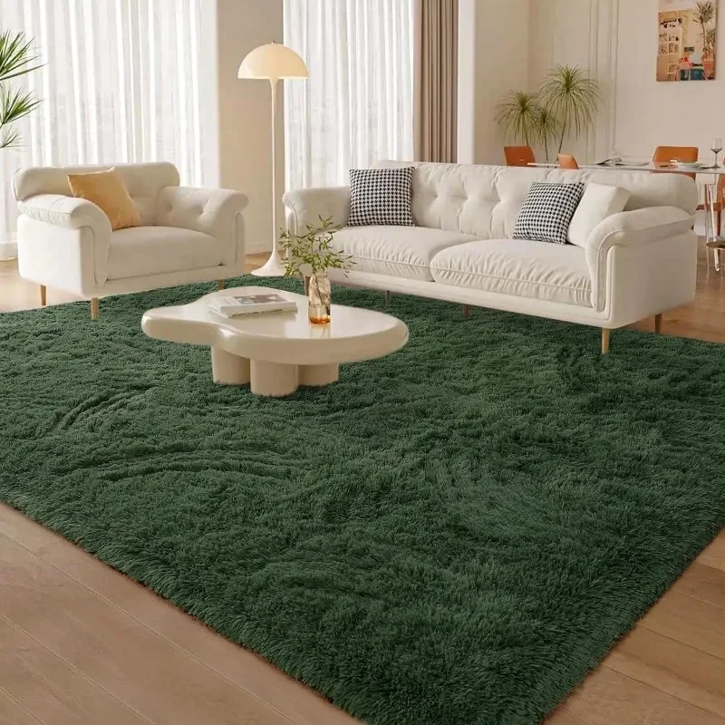 

Large Soft Deep-Green Rugs for Bedroom, Fluffy Carpets, Indoor Modern Plush Area Rugs for Living Room Kids Girls Room