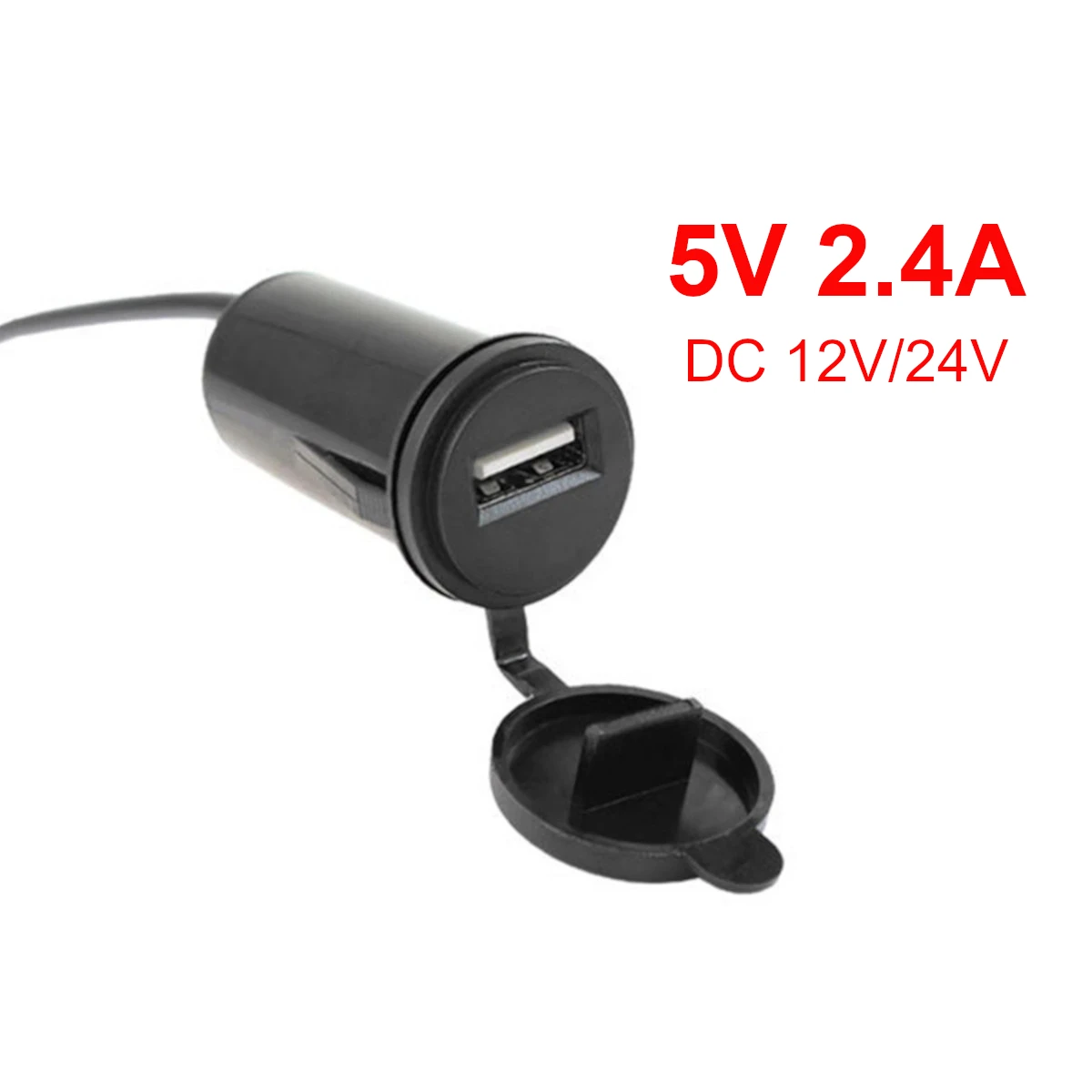 Ładowarka samochodowa USB 12V 24V Gniazdo 5V 2.4A Pojedynczy port Zasilacz Okrągły Kształt Wodoodporny do Autobusu Motocykla RV Łodzi