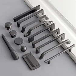 Grey Kitchen Bedroom Cabinet Door Handle Wardrobe Drawer Knob Single Hole Home Furniture Handles Hardware