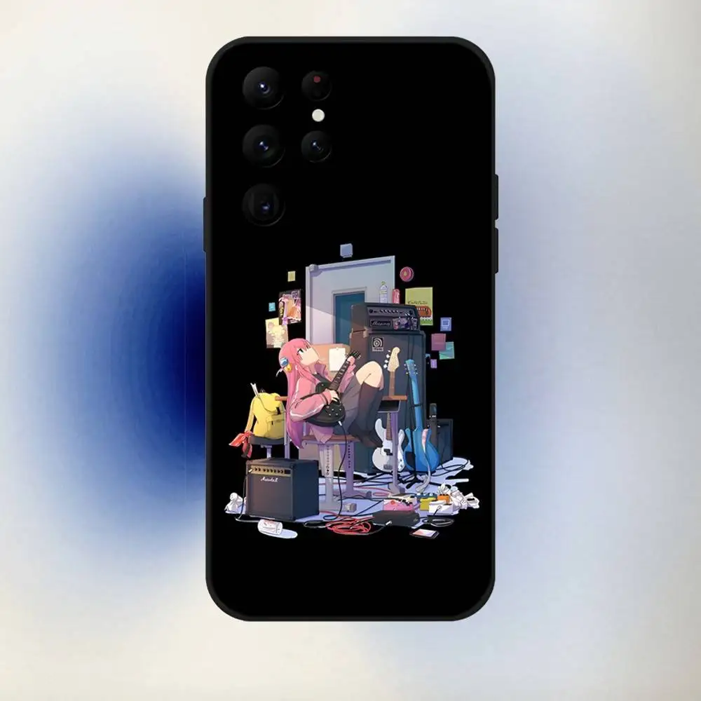 B-Bocchi the Rock Anime Phone Case For Samsung S10,S21,FE,S21 ,S26,S25,S24,S23,Ultra,S9,S22,Plus Black Shell Cover