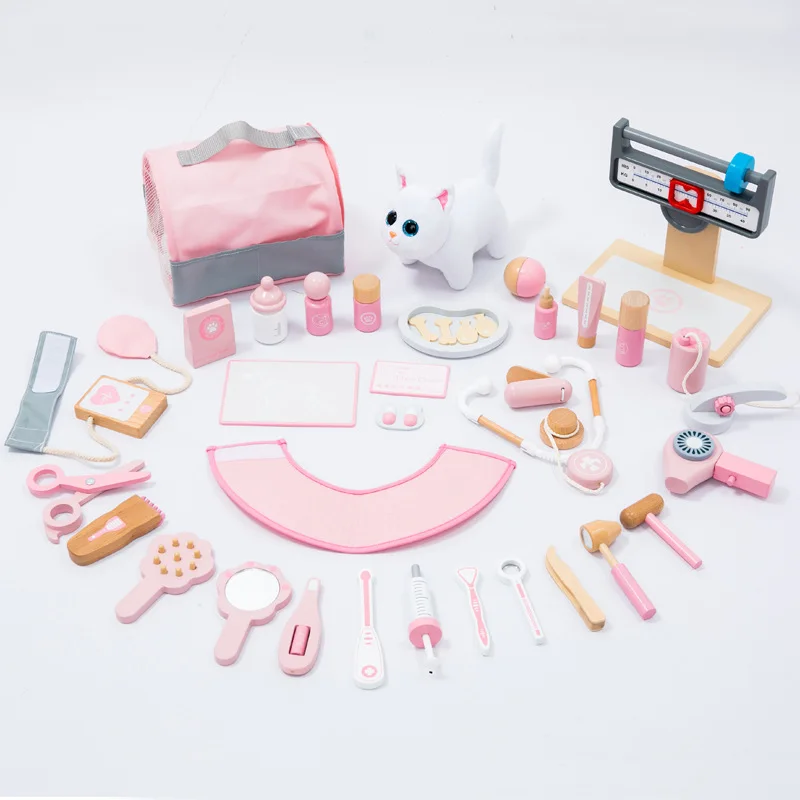 Nouvel ensemble de jouets de médecin en bois pour enfants, jeu de rôle de Simulation, jouet de jeu de simulation de vétérinaire pour animaux de compagnie, jouets d'apprentissage Montessori pour les tout-petits