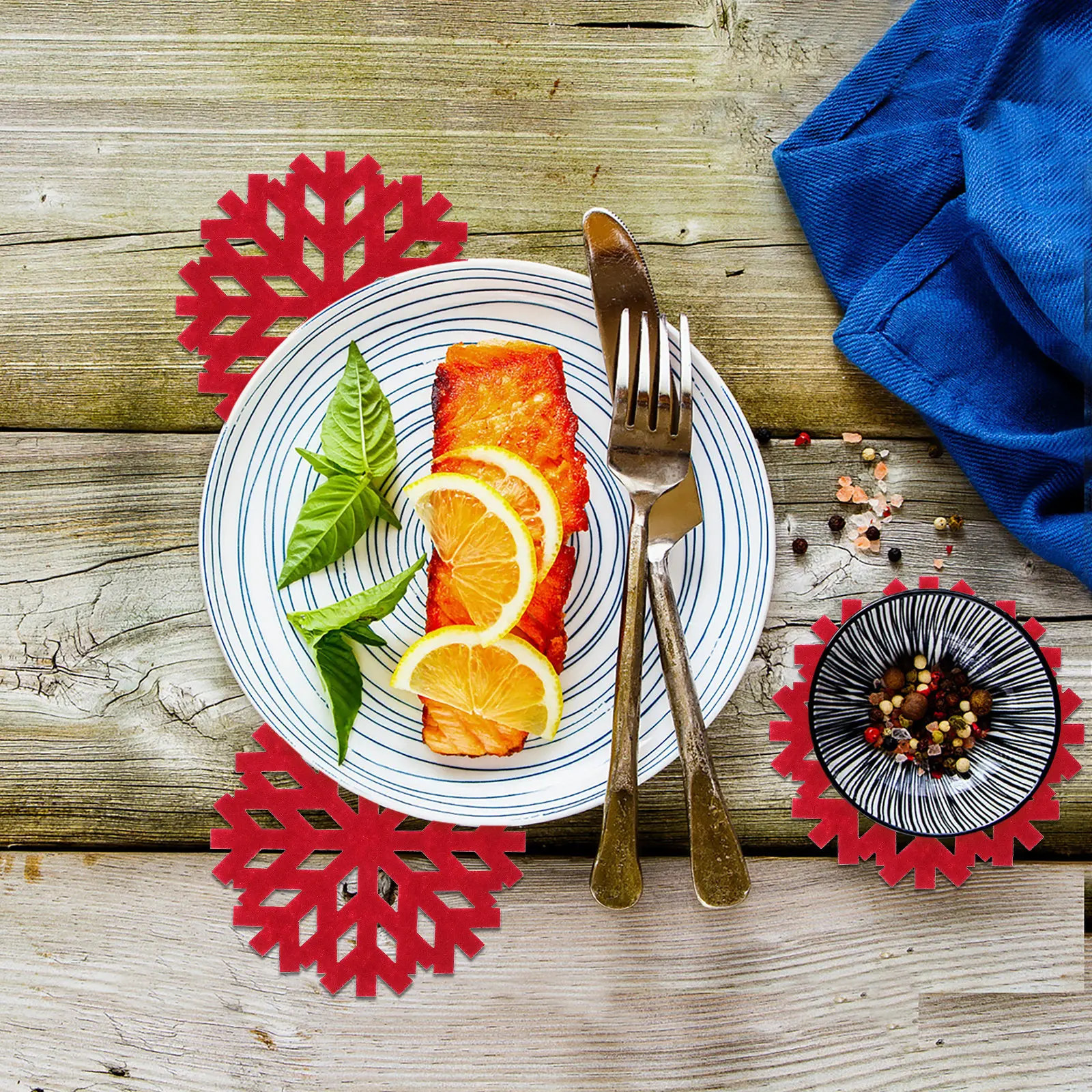 

20Pcs Xmas Snowflake Placemats Cloth Hot Pot Base Heat Resistant Mats Kitchen Dining Table Hot Pot Base