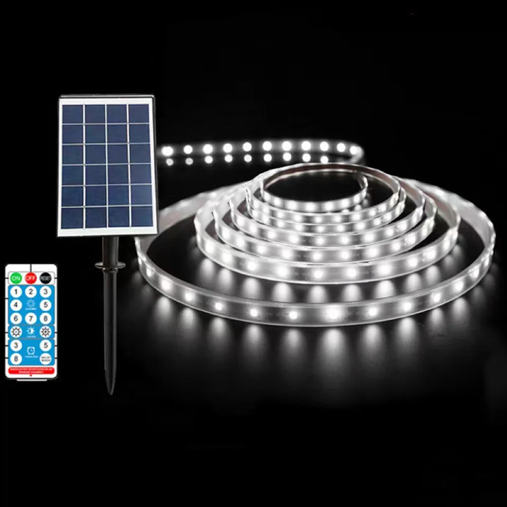 Imagem -02 - Smart Led Strip Light com Painel Solar Controle Remoto Linha Flexível Rgb Sala Interior Exterior 5m 10m 15m