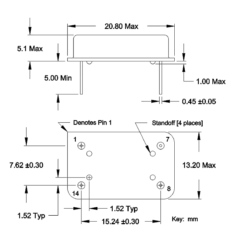 1.333MHz OSC Full Size 14-DIP 3.3V 5.0V XTAL XO HCMOS TTL 4Pin Low Voltage Compatible Crystal CMOS Clock Oscillator