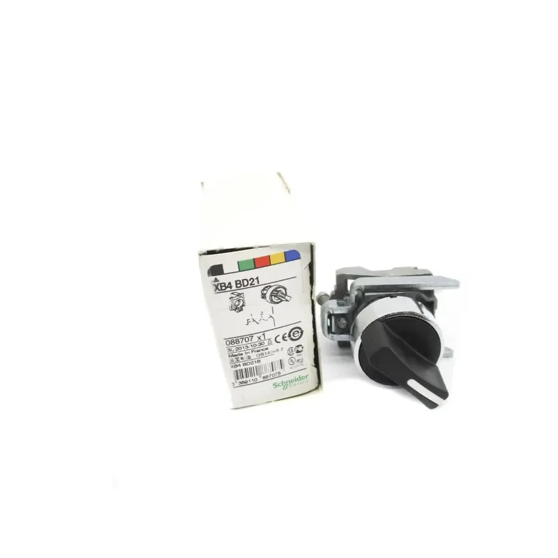 XB4BD21 = ZB4BZ101 + ZB4BD2 Selector switch, metal, black, Ø22, 2 positions, stay put, 1 NO