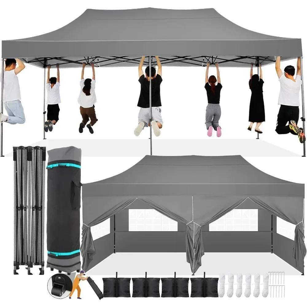 10x10  Up Canopy with 4 Sidewall,Heavy Duty Canopy UPF 50+ All Season Wind Waterproof Commercial Outdoor