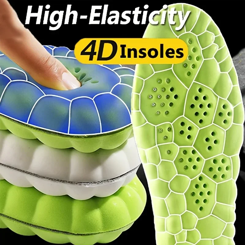 

4D Sport Insoles Soft Breathable High-elasticity Shock Absorption Running Shoe Pad For Men Women Latex Massage Insole