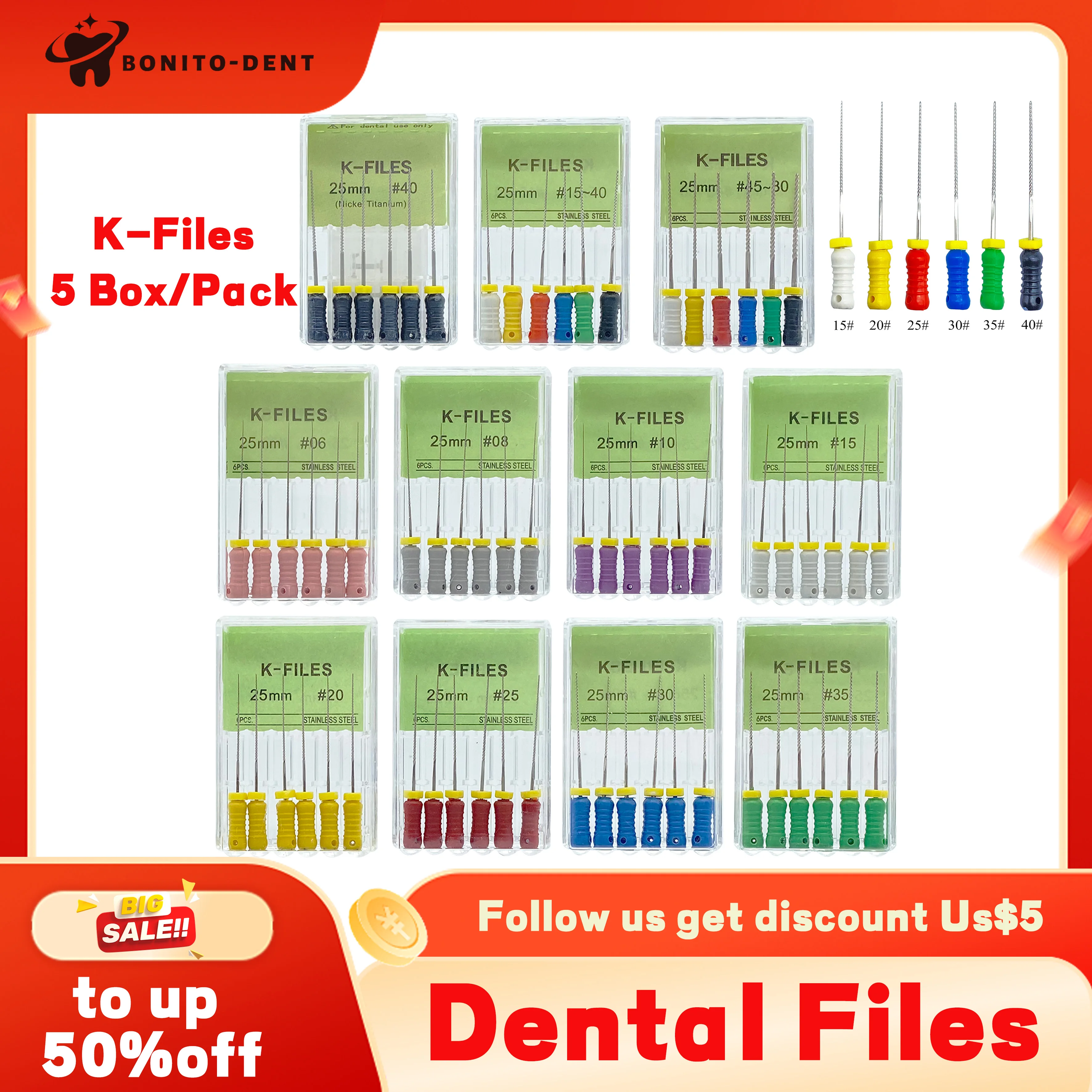 Herramientas dentales raíz Cannal Endo K archivo H 21mm 25mm REAMERS instrumentos endodónticos de acero inoxidable odontología Odontologia