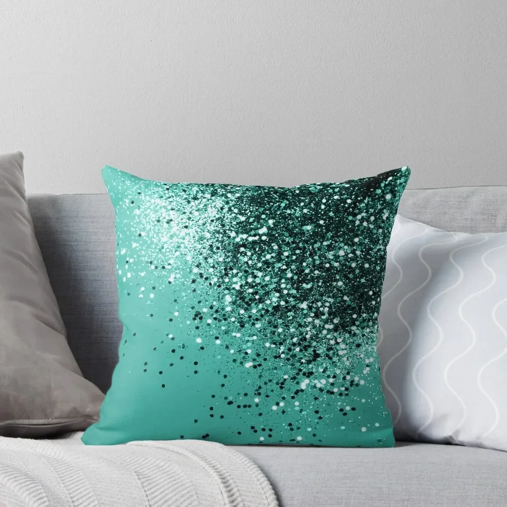 Sparkling Turquoise Lady Glitter #1 (Faux Glitter) #shiny #decor #art Throw Pillow covers for pillows Custom Cushion Pillow