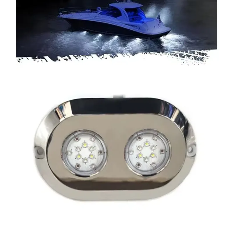 Marine Underwater Light, 120W RGBW Multi-Color, 316 Marine Stainless Steel, IP68 12V DC, for Pontoon Boat Yacht Transom Mooring