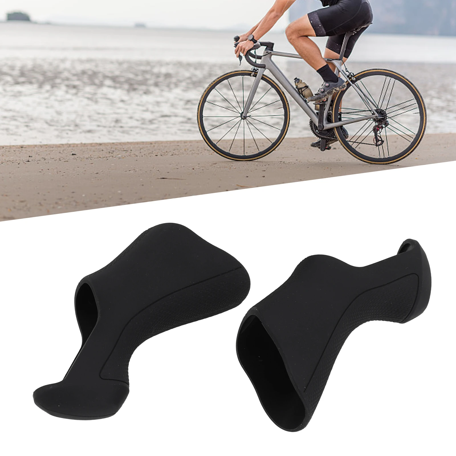 1 Pair Brake Handle Covers For Ultegra Di2 ST-6870 Premium Rubber Gear Shift Hoods For Shimano Road Bikes Black Lever Grips - view 4