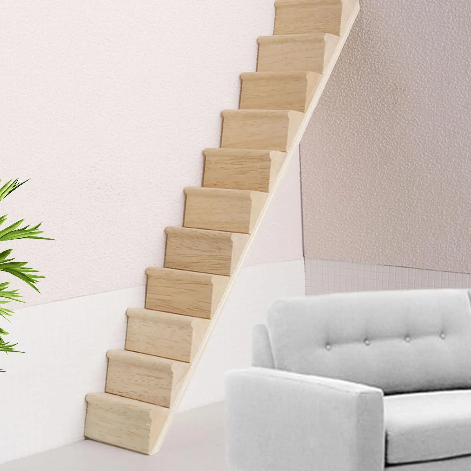 1:12 Scale Dollhouse Stairs Dollhouse Decoration DIY Mini Wood Staircase for Diorama Micro Landscape Dollhouse Decor Ornaments