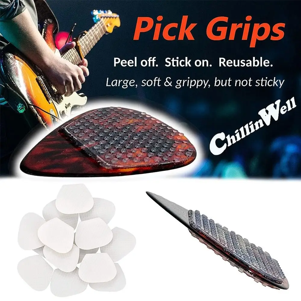 Guitar Pick Grips Non-Slip Sticky Silicone Guitar Pick Adhesive Grips Washable Stickers