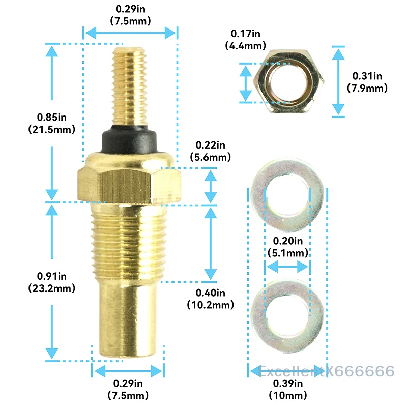 12V 1/8 NPT レーシングカーオイル温度センサー 水温センサー 水温計 ゲージセンサー TSU01