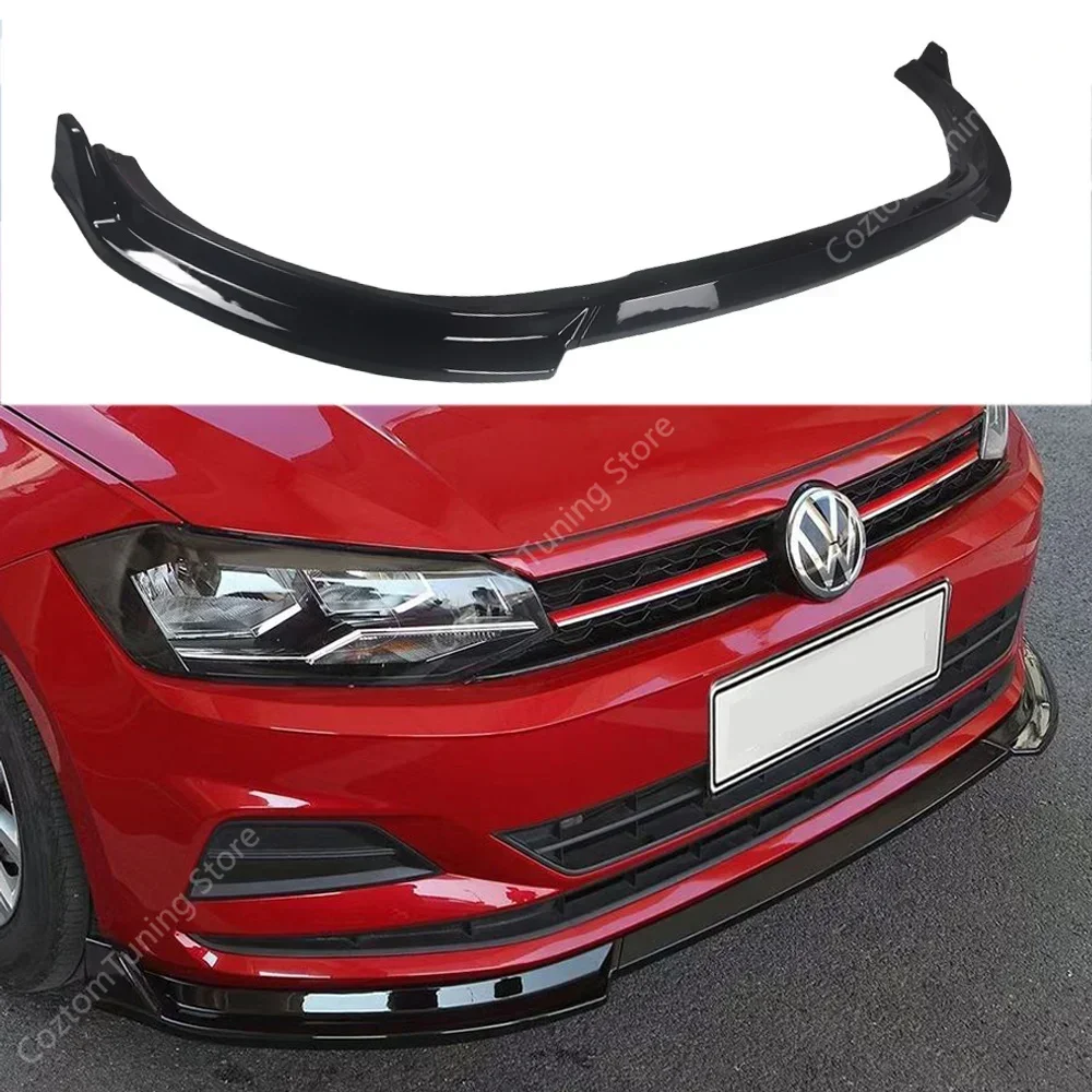 

For VW POLO MK5 MK6 3Pcs Front Bumper Lip Spoiler Splitter Polo 6R 6C TSI TGI MPI 2009-2021 Diffuser Separator Bodykits Tuning