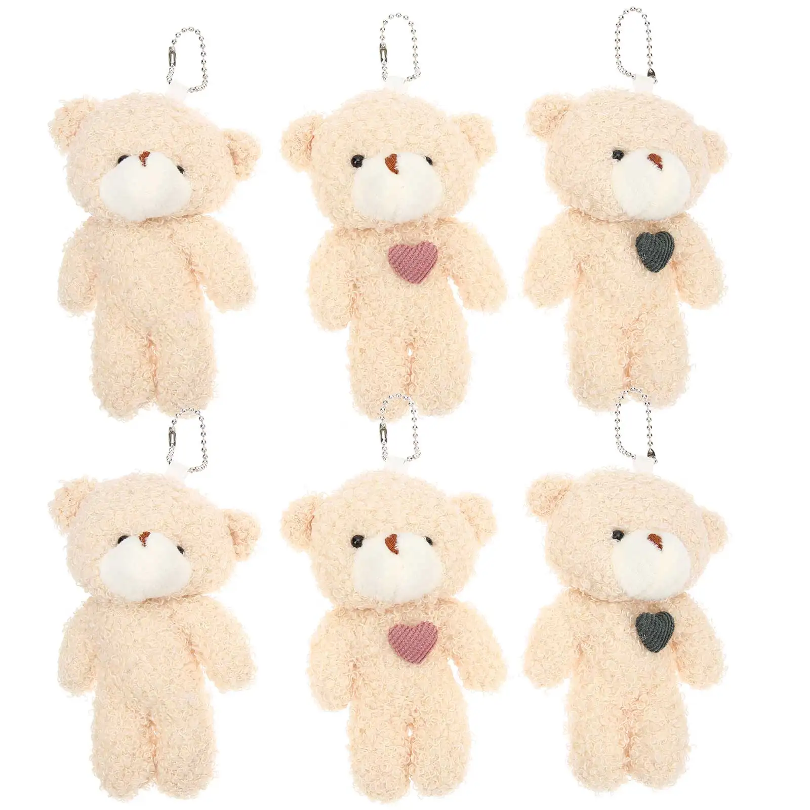 

12pcs Bear Decorations Brown Mini Toys Keychains Gifts Valentine Birthday Party Stuffed Animals Hanging Accessories