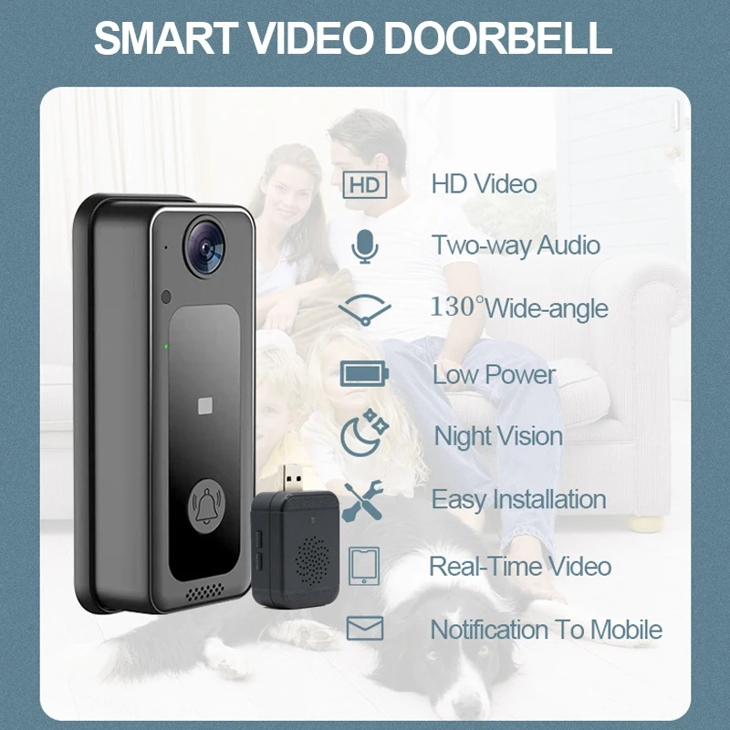 Wireless Doorbell WiFi Outdoor HD Camera Alarm Security Door Bell Night Vision Video Intercom For Smart Home Monitor Door