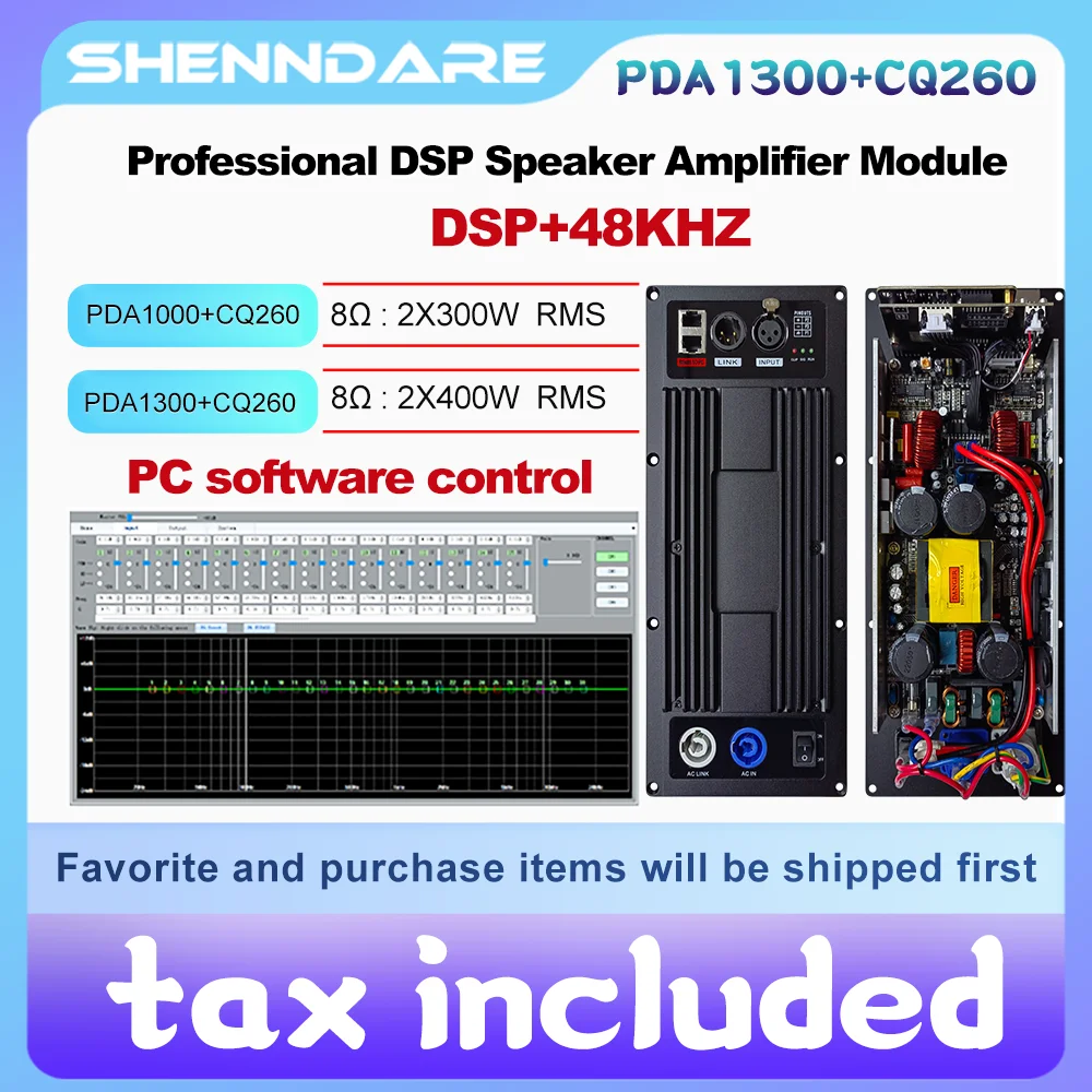 ShennDare PDA1300+CQ260 DSP Audio Speaker Module 2x400W 8OHM Active Speaker Amplifier Module Subwoofer Amplifier Board