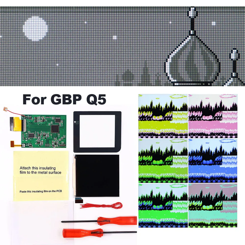 hispeedido-for-gbp-q5-ips-highlight-brightness-lcd-screen-kits-8-color-retro-pixel-mod-build-in-osd-for-gameboy-pocket