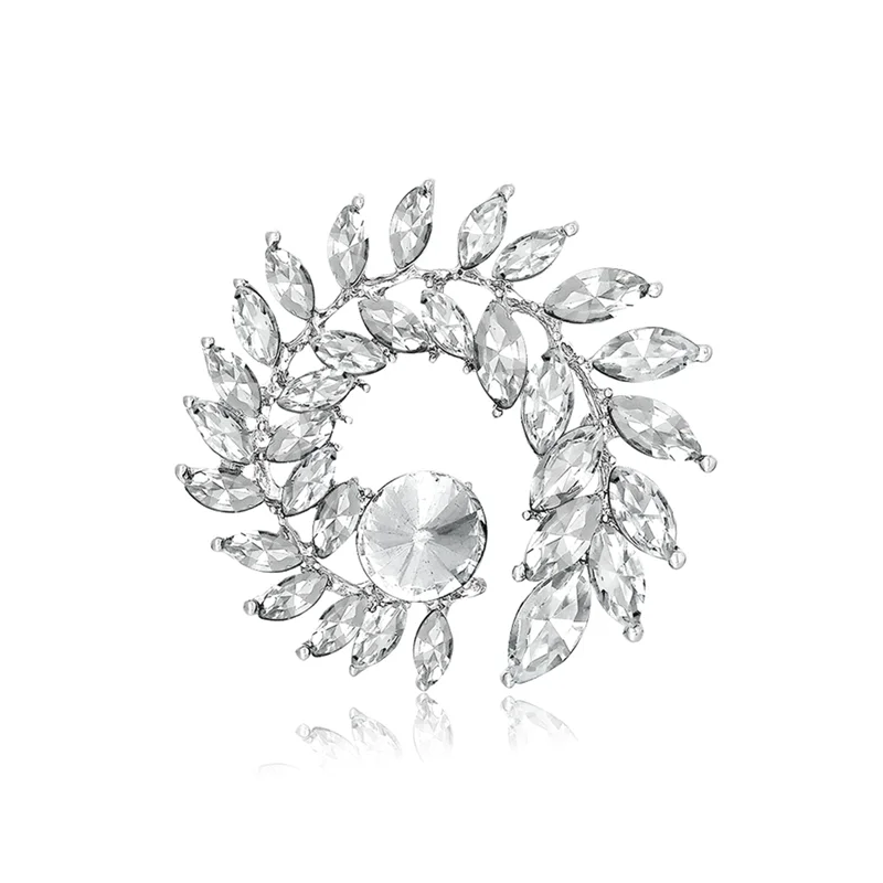 -AAIMA Shining Round Flower Brooches For Women Unisex Crystal Big Flower Party Office Brooch Pin Gifts