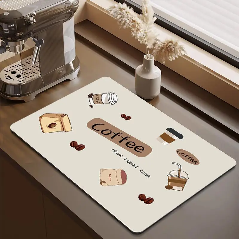 Dish Drying Mat Elegant Ivory White Christmas Tree Pad Super Absorbent Holiday Berry Printed Kitchen Countertop Placement