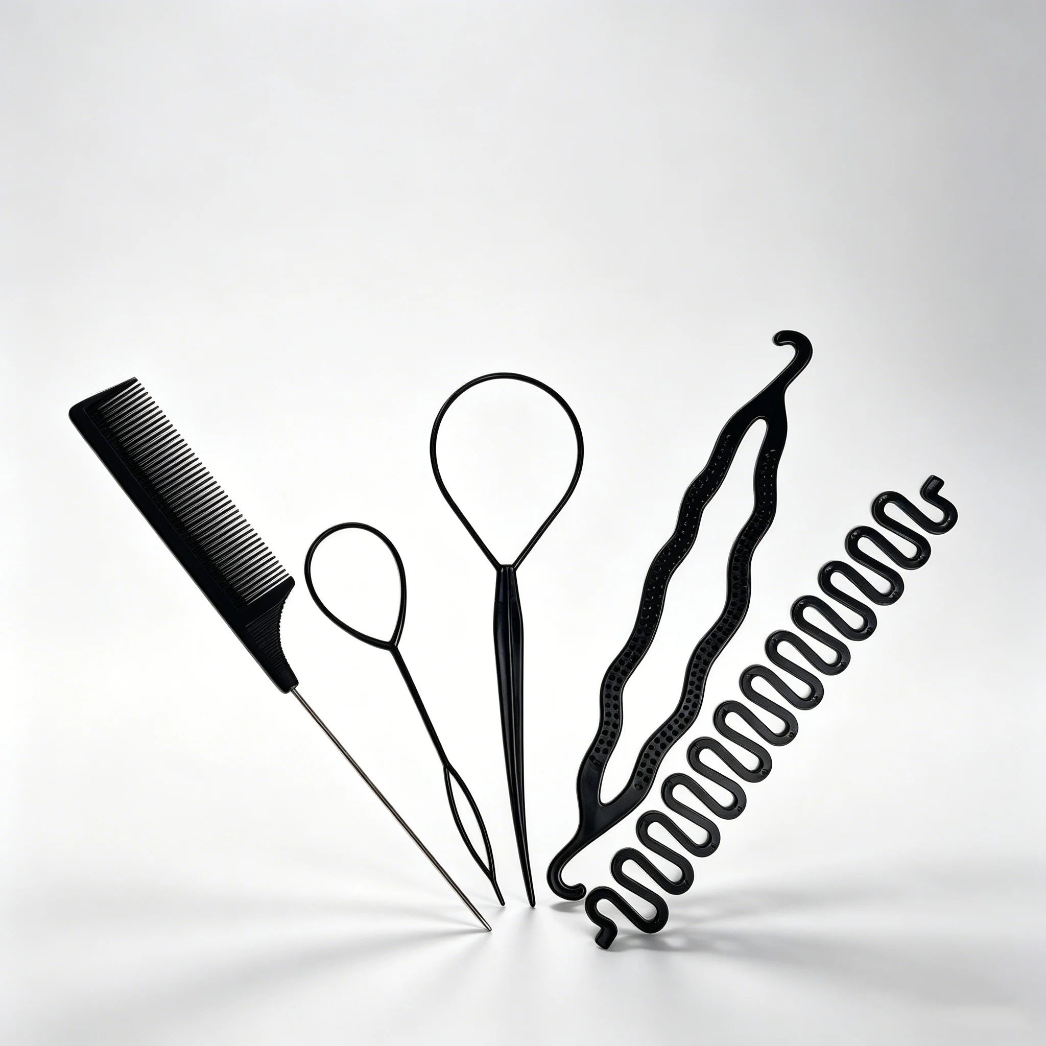 Hair Braiding Kit Steel Pin Rat Tail Comb Double Hook Bun Tool Centipede Braid Maker Hair Pull Needles For Women Salon