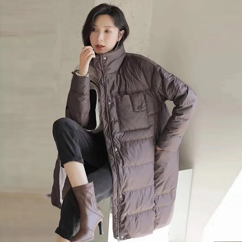 

Winter Coat Female Women's Puffer Jacket Windproof Thicken Loose Warm Outerwears Simple Casual Solid Snow Women's Down Parker