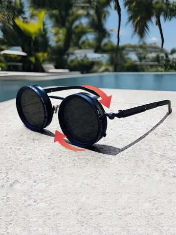 ND Dimming Glasses Polarized Sunglasses Men Women Round Retro Punk Driving Eyeglasses Outdoor Shades UV400 Adjustable Eyewear
