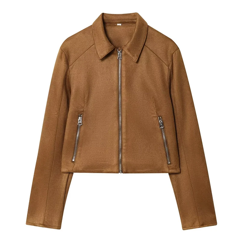 TFMLN Women New Autumn Short Jackets 2025 Female Turn Down Collar Coat New in Soft Casual Leather Outerwear