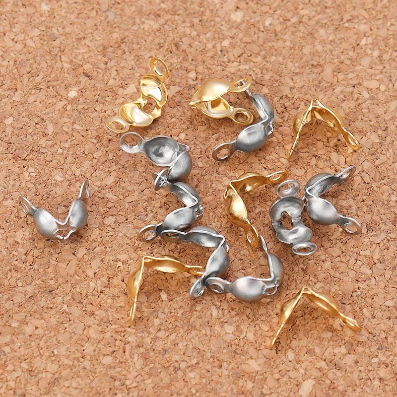 50 قطعة الفولاذ المقاوم للصدأ موصل المشبك الكرة سلسلة كالوت نهاية العقص الخرز موصل مكونات لصنع المجوهرات عقد دي اي واي