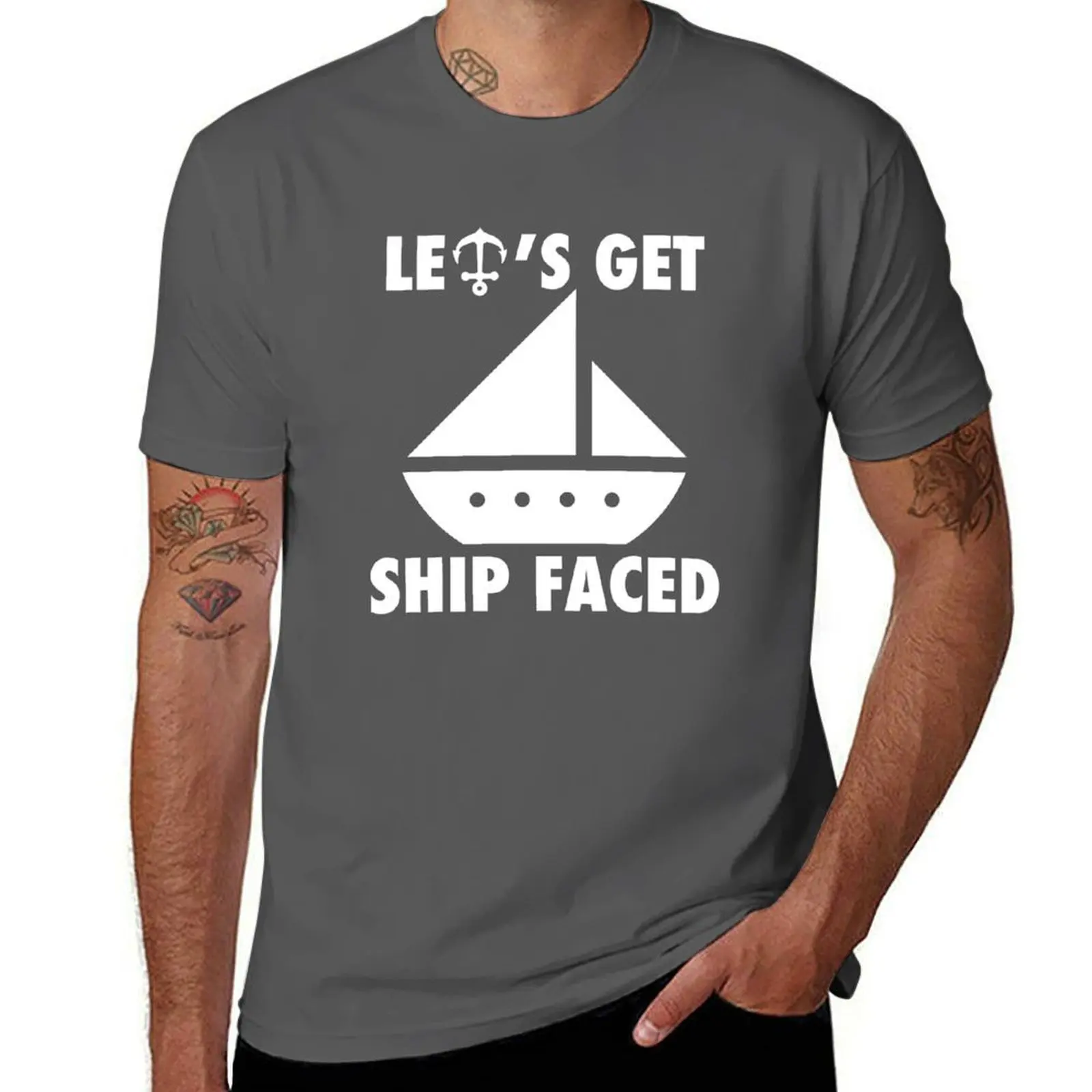 

Water Funny Faced!! Boating On Let's The Ship Get Outdoors Skipper Shirt T-Shirt Comfortable Daily Wear Tee