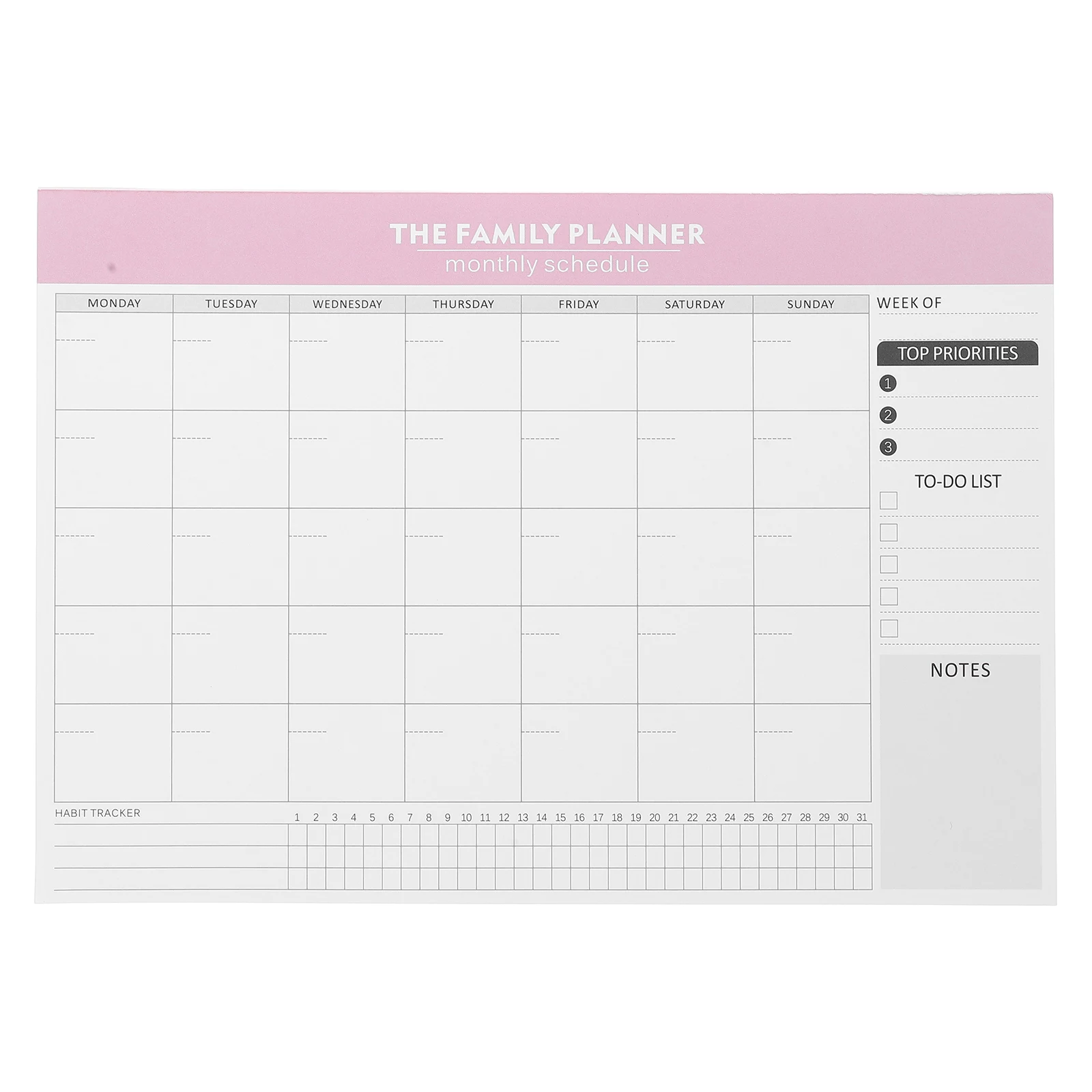 

Monthly Planner Notepad Large Task Checklist Habit Tracker Weekly Daily Schedule Notebook For Teachers Students Office Pink