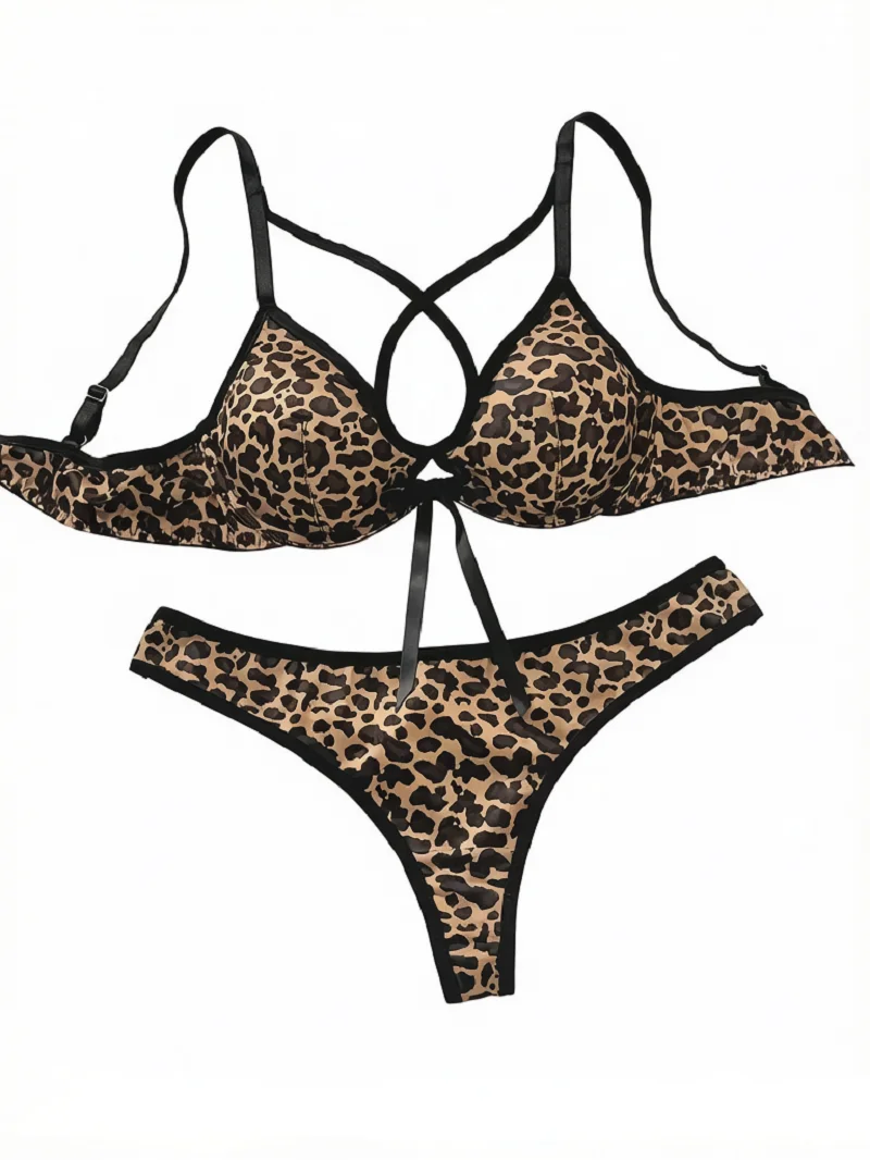 Underwire Bra Padded - Sexy Leopard Print Lingerie Set Women