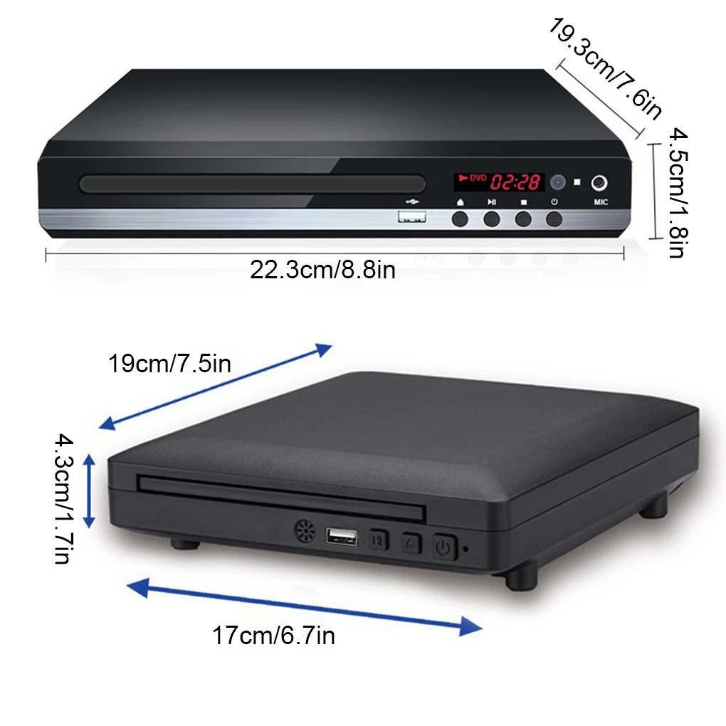 Reproductor de DVD con enchufe de la UE/EE. UU./Reino Unido para TV, reproductor de DVD HD B29 1080P, reproductor de CD/ EVD/ VCD de alta definición