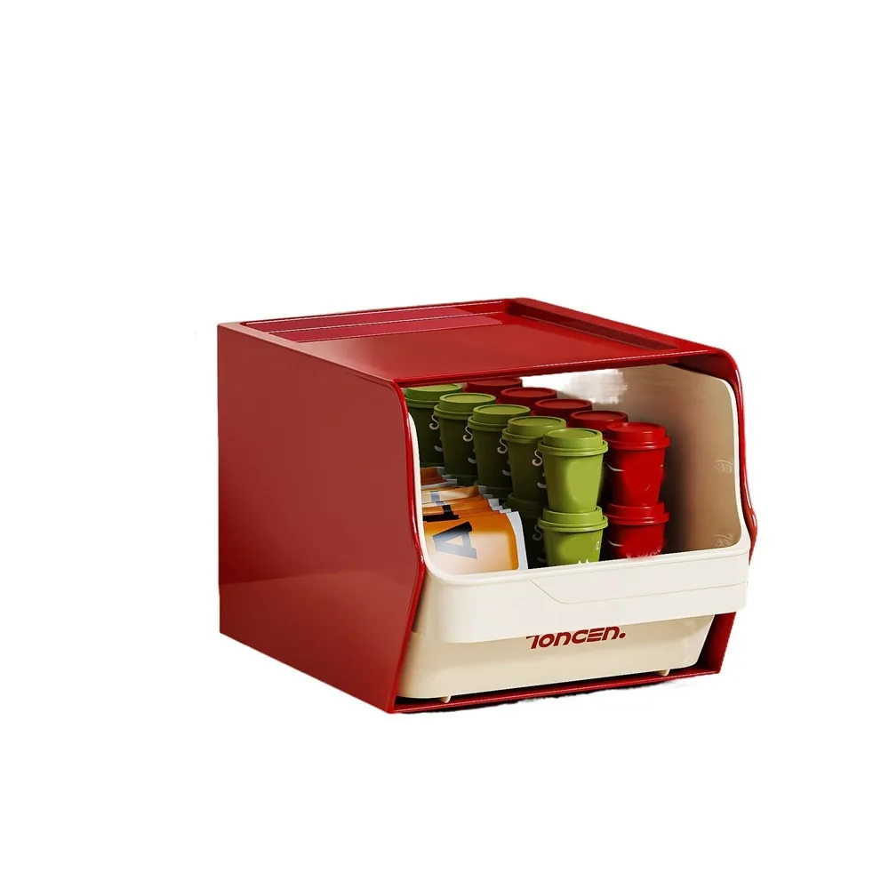 

Multifunctional Wall-Mounted Tea Bag Storage Box Stackable Plastic Instant Coffee Rack Dustproof Capsule Storage Box for Home