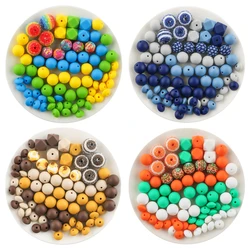 Kovict New 75Pcs/Set Printed Silicone Beads Sugar Sand Round Acrylic Beads Kits DIY KeyChain Bracelet Handmade Accessories