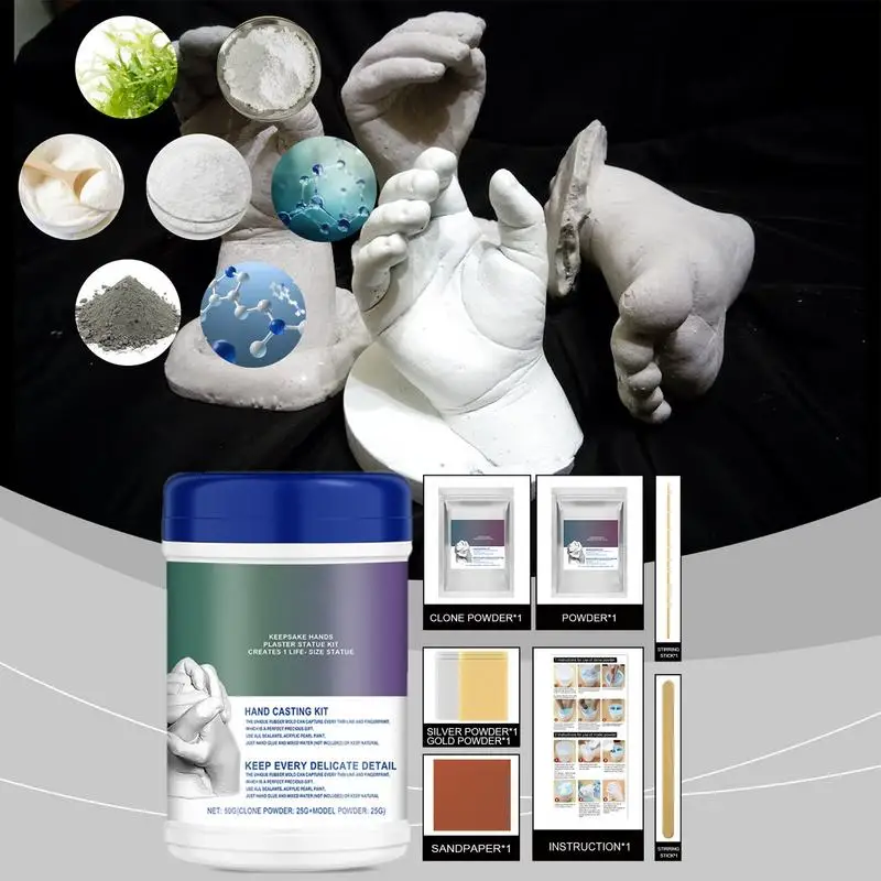 Hand Mold Set Souvenir Casting Set DI Y Hand Foot Printing Mold Plaster Casting Kit Handprint Keepsake Growth Couple Mould