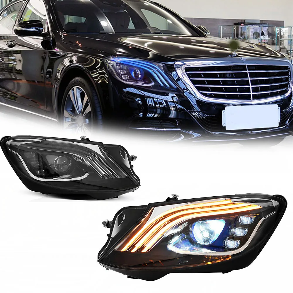

Светодиодные фары для Mercedes Benz S Class W222 14-18, полностью светодиодные DRL, автомобильные фары в сборе, аксессуары для сигнала, модифицированная лампа