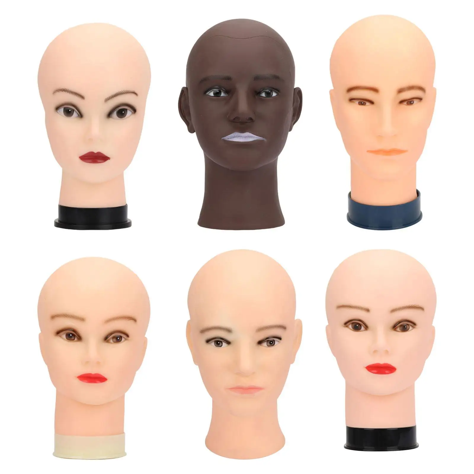 Bald Mannequin Head Makeup Mannequin Head Cosmetology Multipurpose Training Head Makeup Doll Head for Cap Hairstyling Glasses