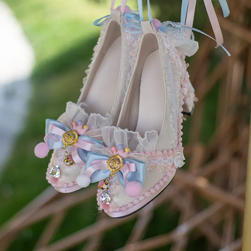 Rotating Shoes Girl Coming Plan Starlight Lolita round Chunky Heel Lolita High Heels