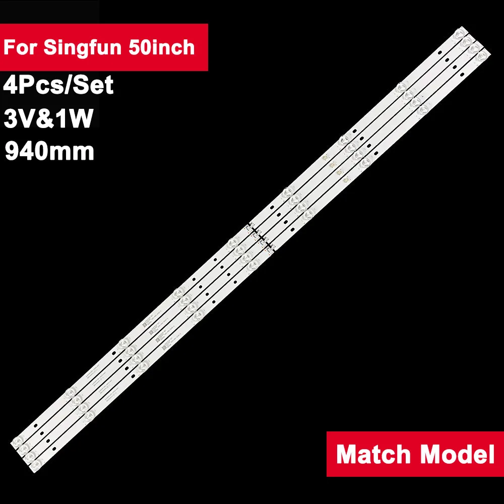 

4Pcs/set 950mm 100% new led backlight bar For Singfun 50inch Tv Repair JL.D50091330-140CS-M NT-4901K D50X-G9 L50G4500 3B9CX94014