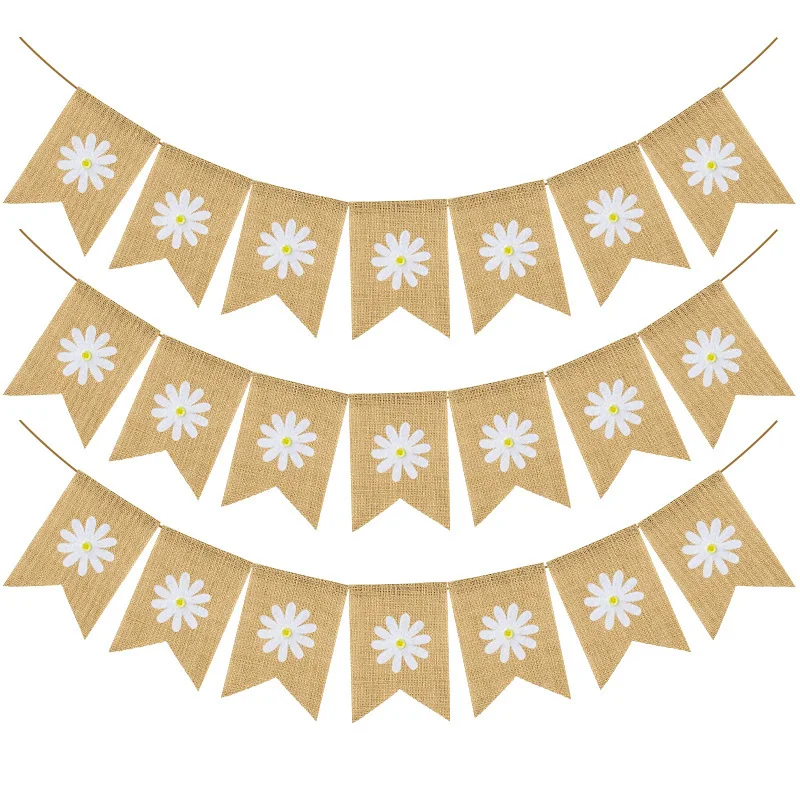 

Весенний праздничный баннер, детская Праздничная гирлянда из белых цветов для дня рождения, флаг маргаритки для маленьких детей