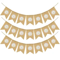 Spring Festival Banner Kids Birthday Party Burlap White Flower Garland Little Baby Shower Daisy Flag