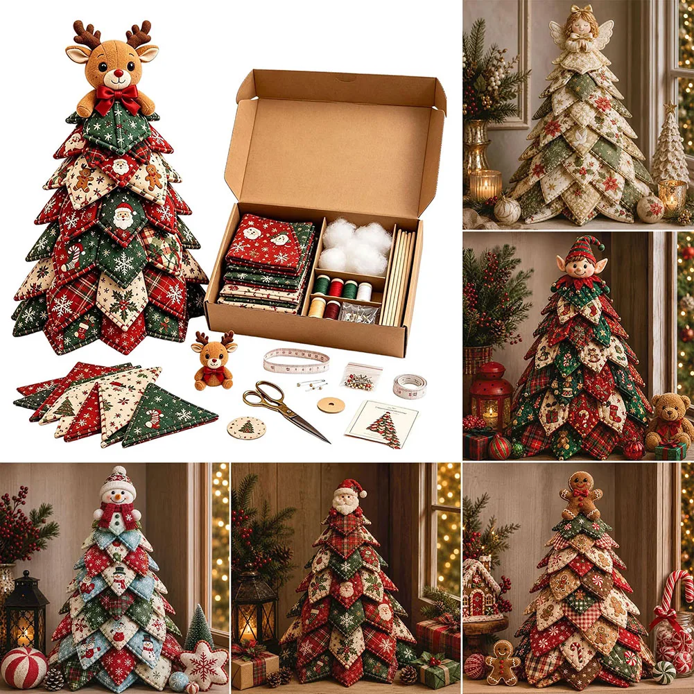 Diy Quilted Christmas Tree Kit Komplettset mit allen wichtigen Materialien Gemütliche Wohnzimmer-Tischdekoration, handgefertigt für Freunde