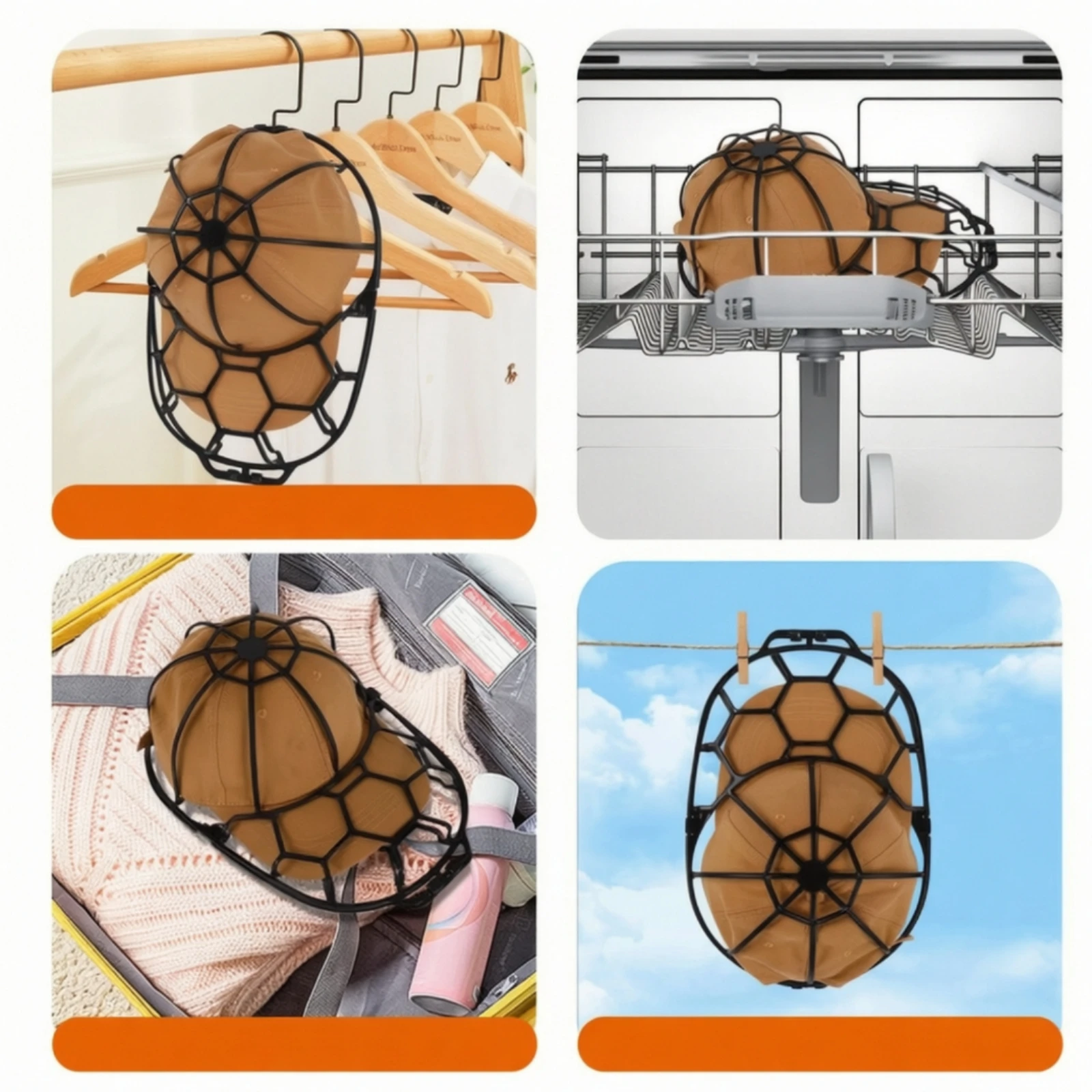 Baseball Cap Washer Shape-Retaining Hat Washing Cage Cap Shaping Rack Machine-Friendly Organizer Easy to Use for Families view 4