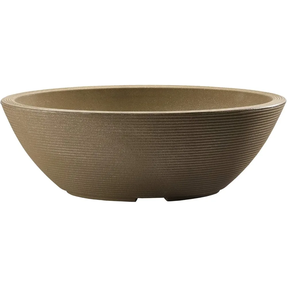 

Crescent Garden Delano Oval Bowl, Double-Walled Plant Pot, 30-Inch (Mocha)