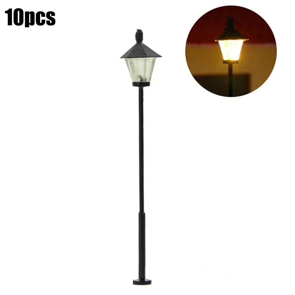 10pcs Model LED Street Lamps H0 Parking Lights 5.5cm 3-12V Parking Lights Set Garden Lamps Playground Scenery Lamps