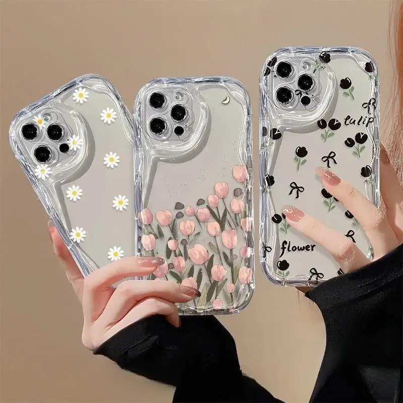 Tulip Daisy Case for Samsung Galaxy A15 A25 A04 A05 A05S A04E A13 A32 A33 A30 A31 A50 A22 A51 A71 A72 A73 A03 M54 Cover Clear